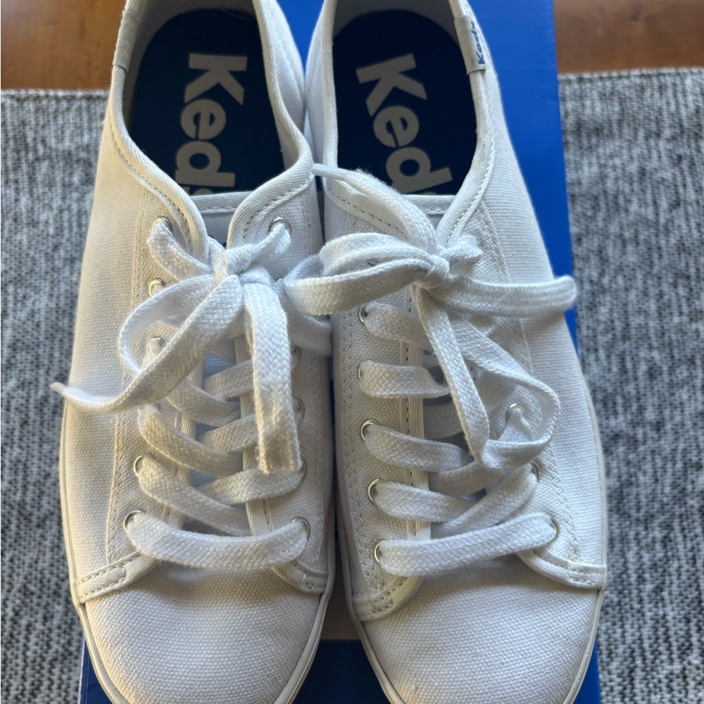 Keds Classic White Canvas Sneakers - like new worn once